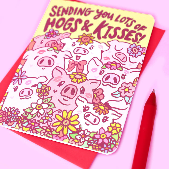 Funny Hogs and Kisses Greeting Card - Perfect for Valentine's Day, Anniversary & Romantic Occasions | Turtle's Soup Collection