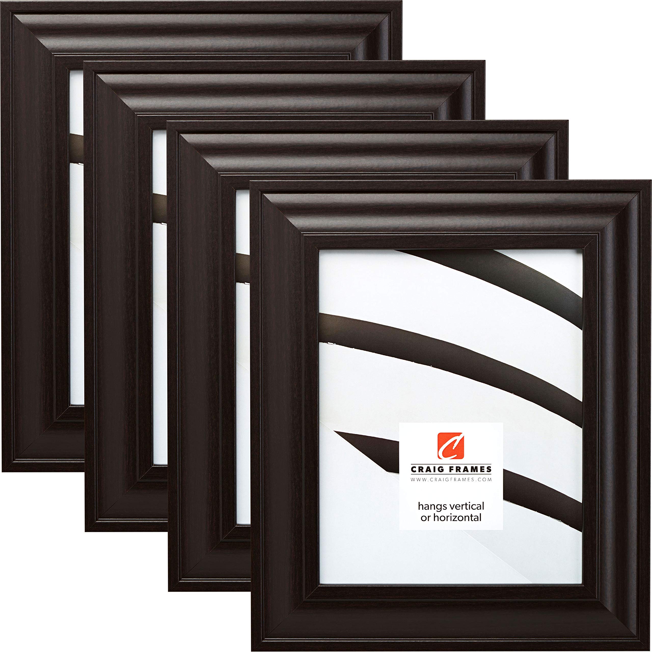 Craig Frames 76036 20x20 Inch Modern Picture Frame Set of 4 - Contemporary Dark Brown Wood Photo Frames for Wall Art, Home Decor, Living Room, Bedroom & Office Display
