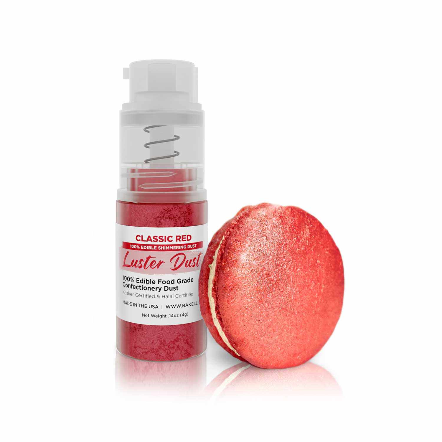 Classic Red Luster Dust 4g Mini Pump - Edible Cake Decorating Powder for Baking, Candy Making & DIY Crafts - Perfect for Wedding Cakes, Cupcakes & Chocolate Decoration