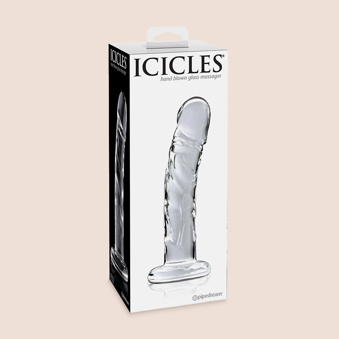 Icicles No. 62 Glass Dildo - Premium Handmade Glass Sex Toy for Adults, Smooth Curved Design for G-Spot Stimulation | Perfect for Couples Play, Solo Exploration & Sensual Massage