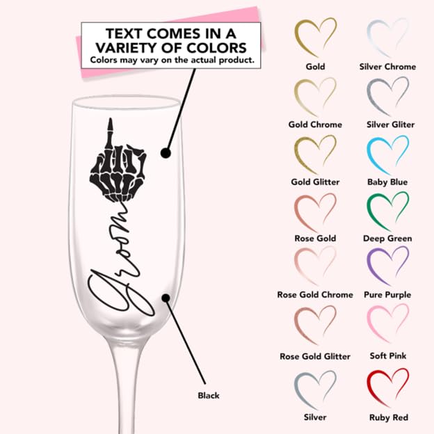 Personalized Skeleton Bride and Groom Champagne Flute Set - Gothic Wedding Glassware for Halloween, Gothic Weddings, and Unique Anniversary Gifts