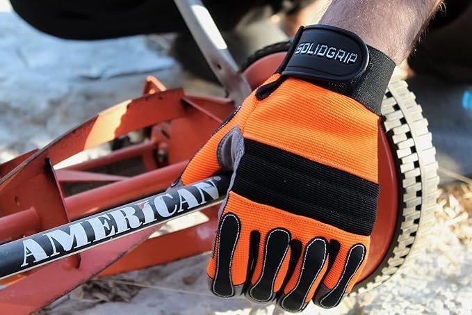 Men's Orange/Black Work Gloves - Gardening & Mechanics - XL for Outdoor & DIY