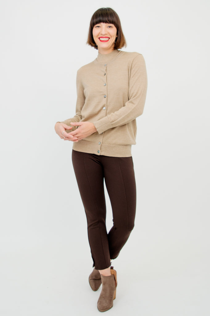Soft Merino Wool Kitten Cardigan in Barley - Cozy & Stylish Sweater for Cats - Perfect for Indoor Lounging & Photo Shoots