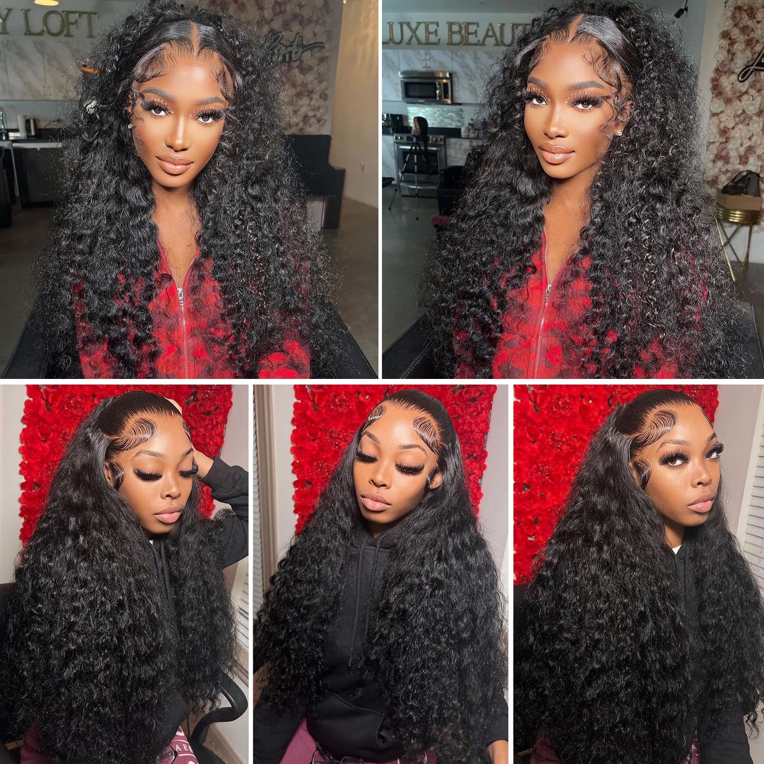 13x6 Deep Wave Lace Front Wigs Human Hair - Pre Plucked Deep Curly HD Lace Frontal Wigs 180% Density - Natural Black Color 28 Inch - Perfect for Daily Wear, Parties & Special Occasions