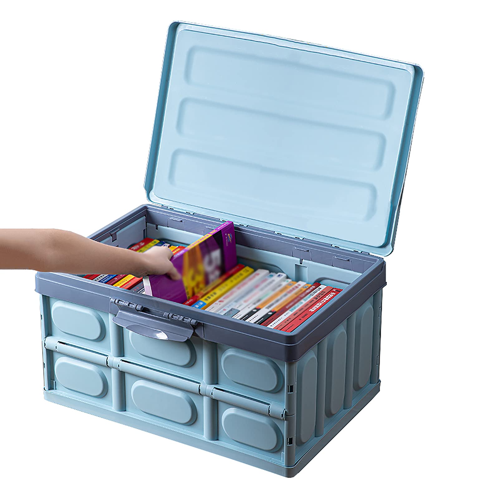 Extra Large Storage Bins with Lids - Collapsible Closet Organizer & Wheeled Storage Containers for Clothes, Toys, Books | Heavy Duty Foldable Storage Box for Bedroom, Kids Room, Office, Garage (57.5×41×29.5cm, Blue) - Perfect for Seasonal Storage, Moving & Home Organization