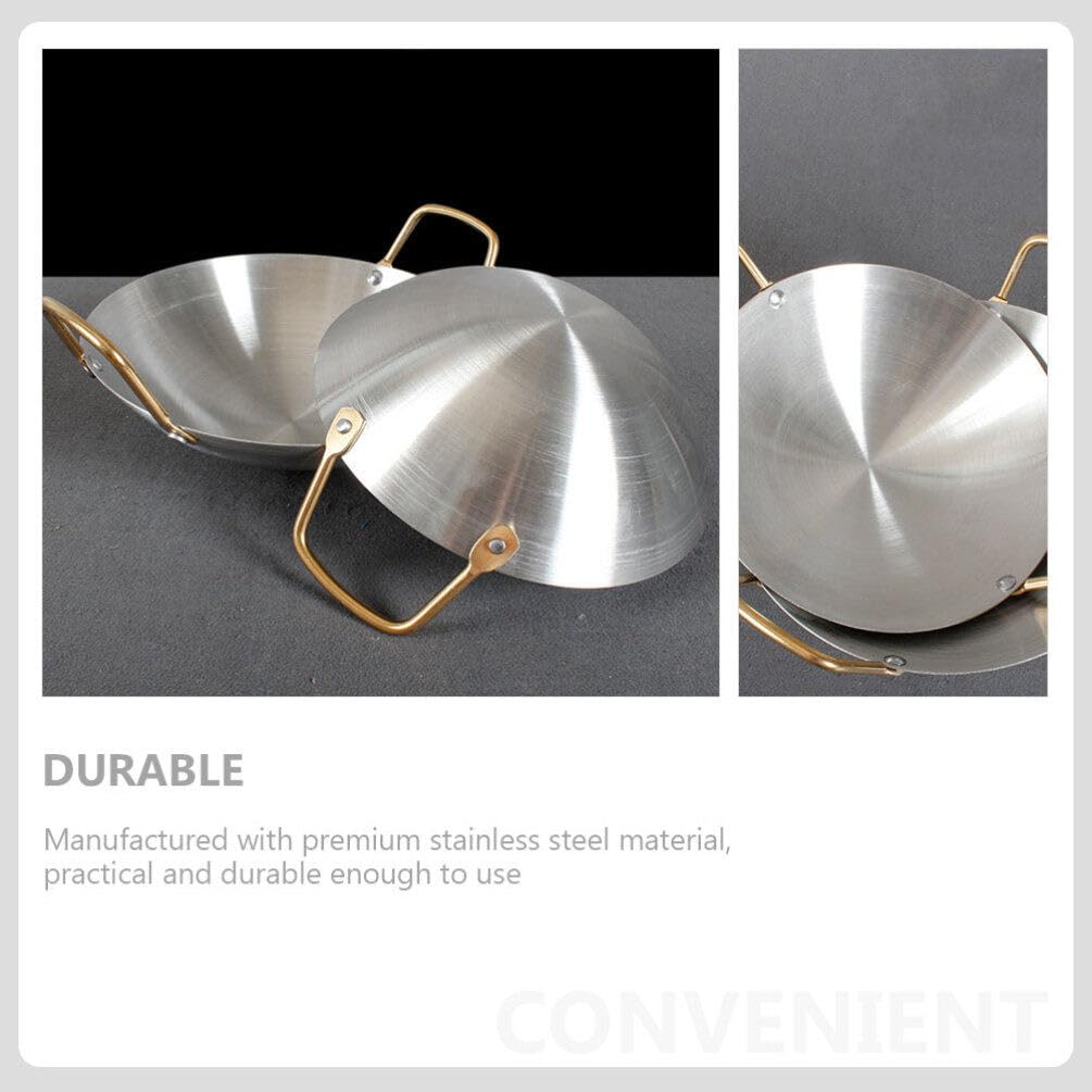 Premium Stainless Steel Amphora Wok Pan - 12 Inch Double Handled Stir Fry Pan for Ramen, Stews & Camping Cooking - Durable Nonstick Kitchen Cookware for Home & Outdoor Use