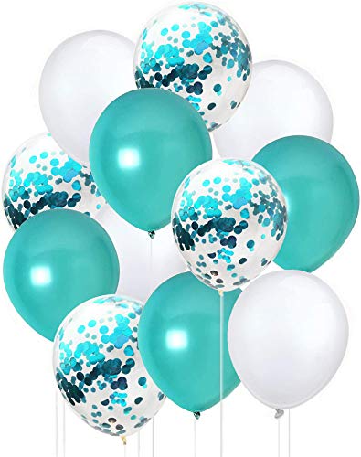 Metallic Teal & Turquoise Confetti Balloons - Premium Baby Shower & Birthday Party Decorations - Perfect for Gender Reveals, Bridal Showers, and Celebration Backdrops