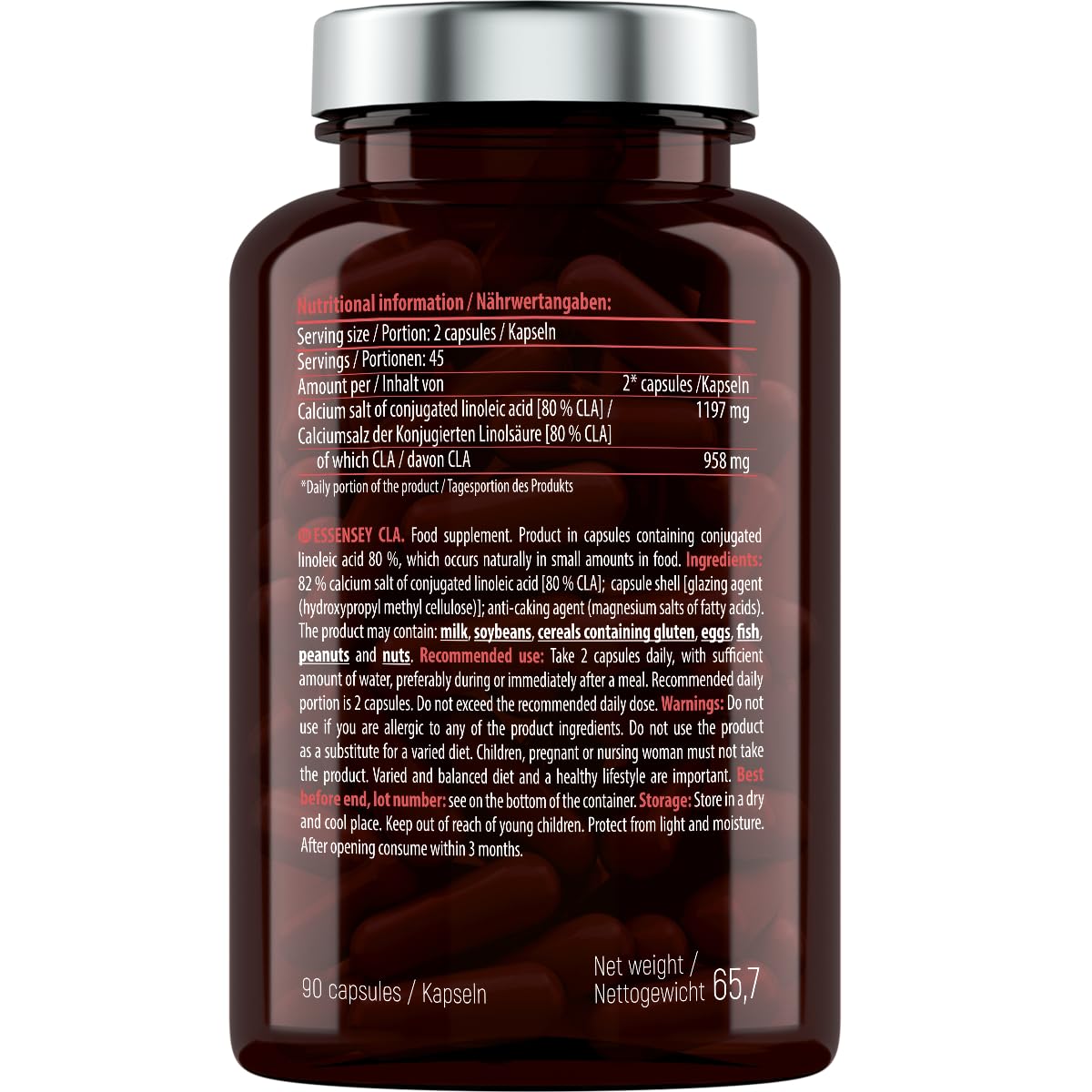 Essensey CLA 90 Capsules - Premium Conjugated Linoleic Acid Supplement for Weight Management & Muscle Support - Ideal for Fitness Enthusiasts & Healthy Lifestyle