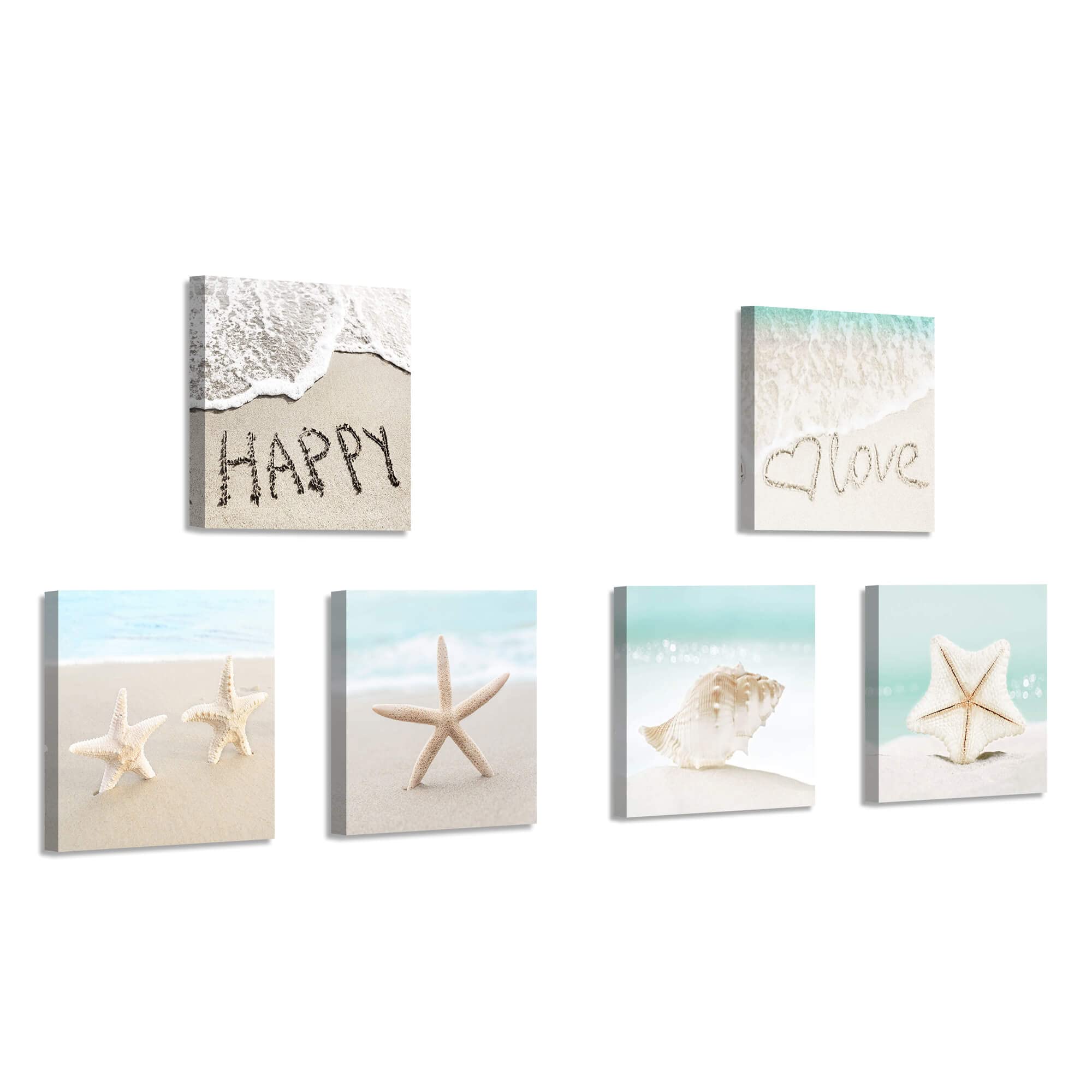 Starfish Beach Canvas Art - Coastal Seascape Painting for Bathroom Decor | Ocean-Themed Wall Art for Beach House, Spa & Coastal Interior Design