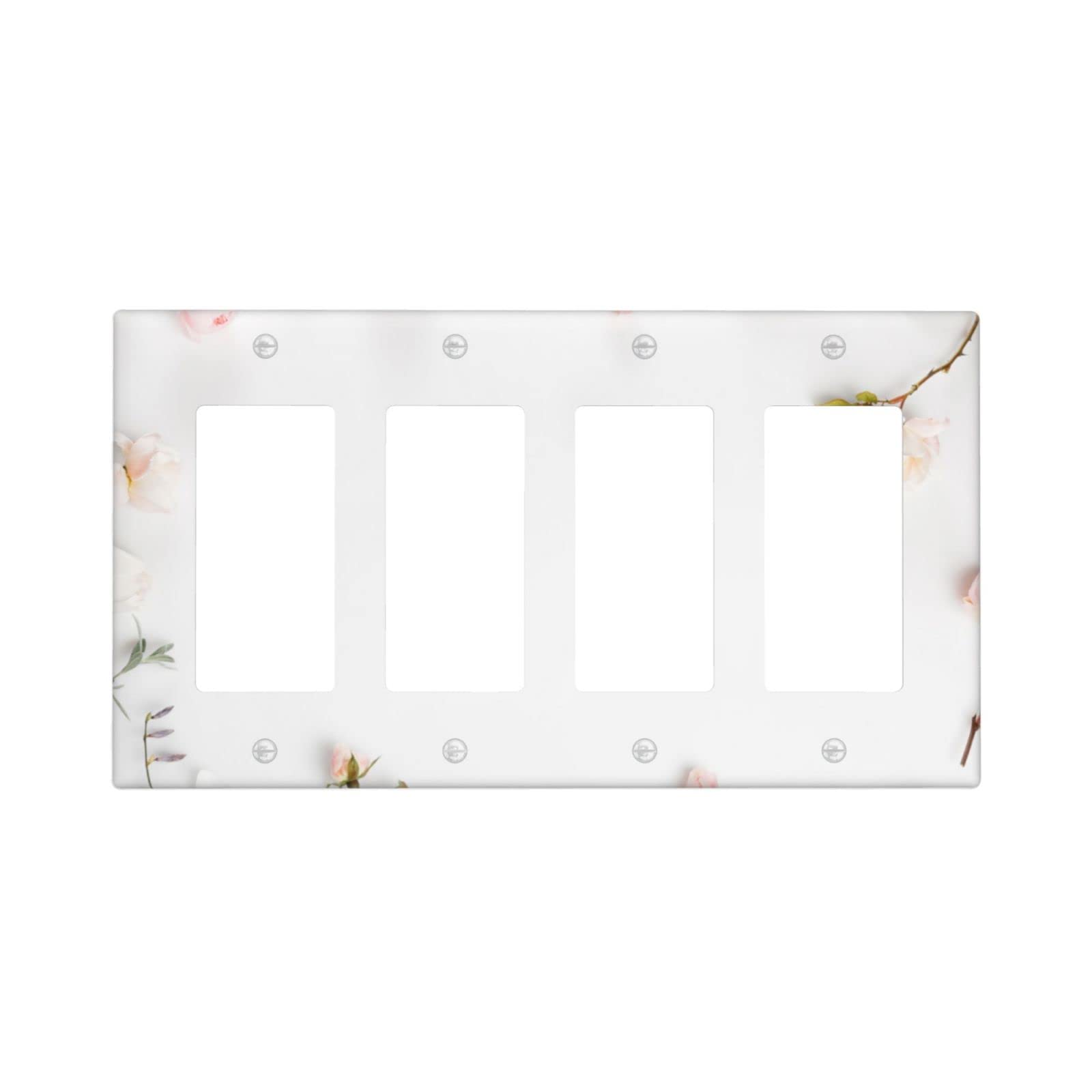 Vintage Pink Floral Light Switch Cover - Decorative Quad Rocker Outlet Plate for Wall Switch Decor - Perfect for Bedroom, Living Room & Nursery Home Decor