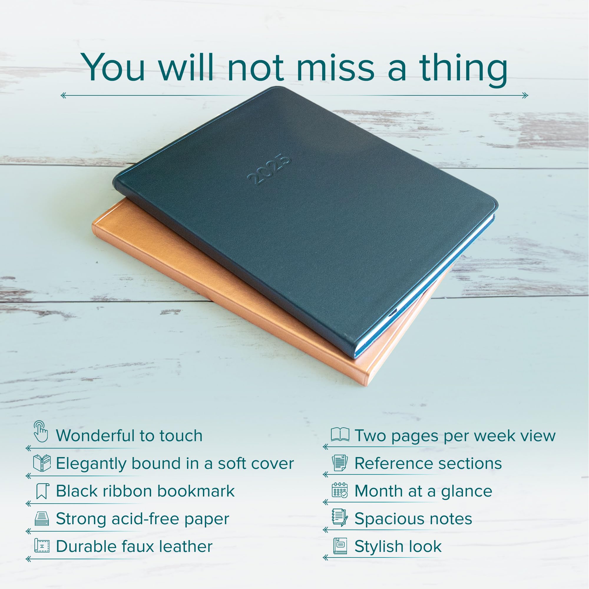 **2025 Large Weekly & Monthly Planner - Durable Faux Leather Calendar Notebook, 192 Pages, Softcover Book Bound (9.75