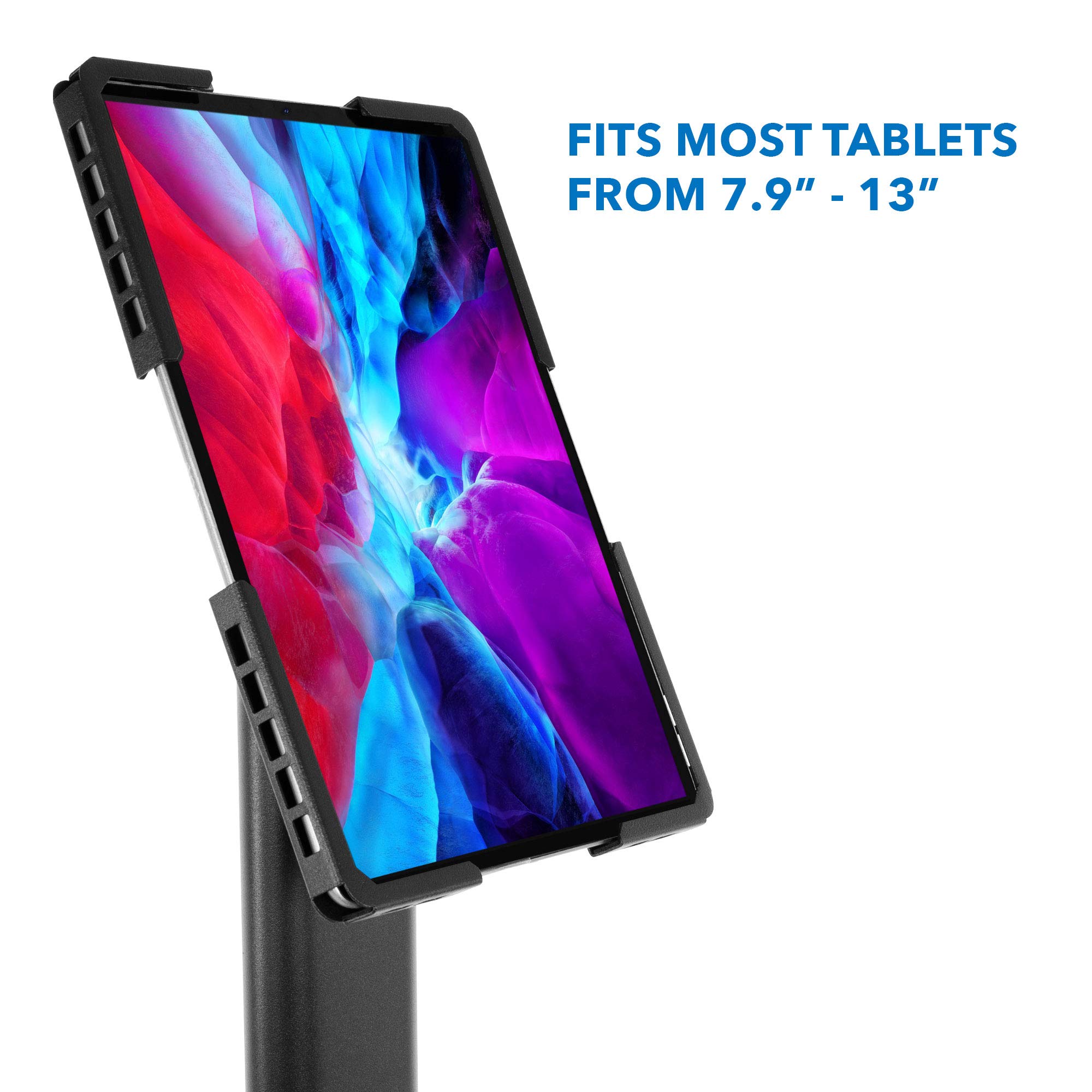 Mount-It! Universal Anti-Theft Tablet Kiosk Stand for iPad Pro, Galaxy Tab, Surface Pro (9.7-13 Inch) - Adjustable Floor Stand with Secure Locking Mechanism | Perfect for Retail Stores, Trade Shows, POS Systems, Museums & Public Spaces - Durable Commercial Display Solution