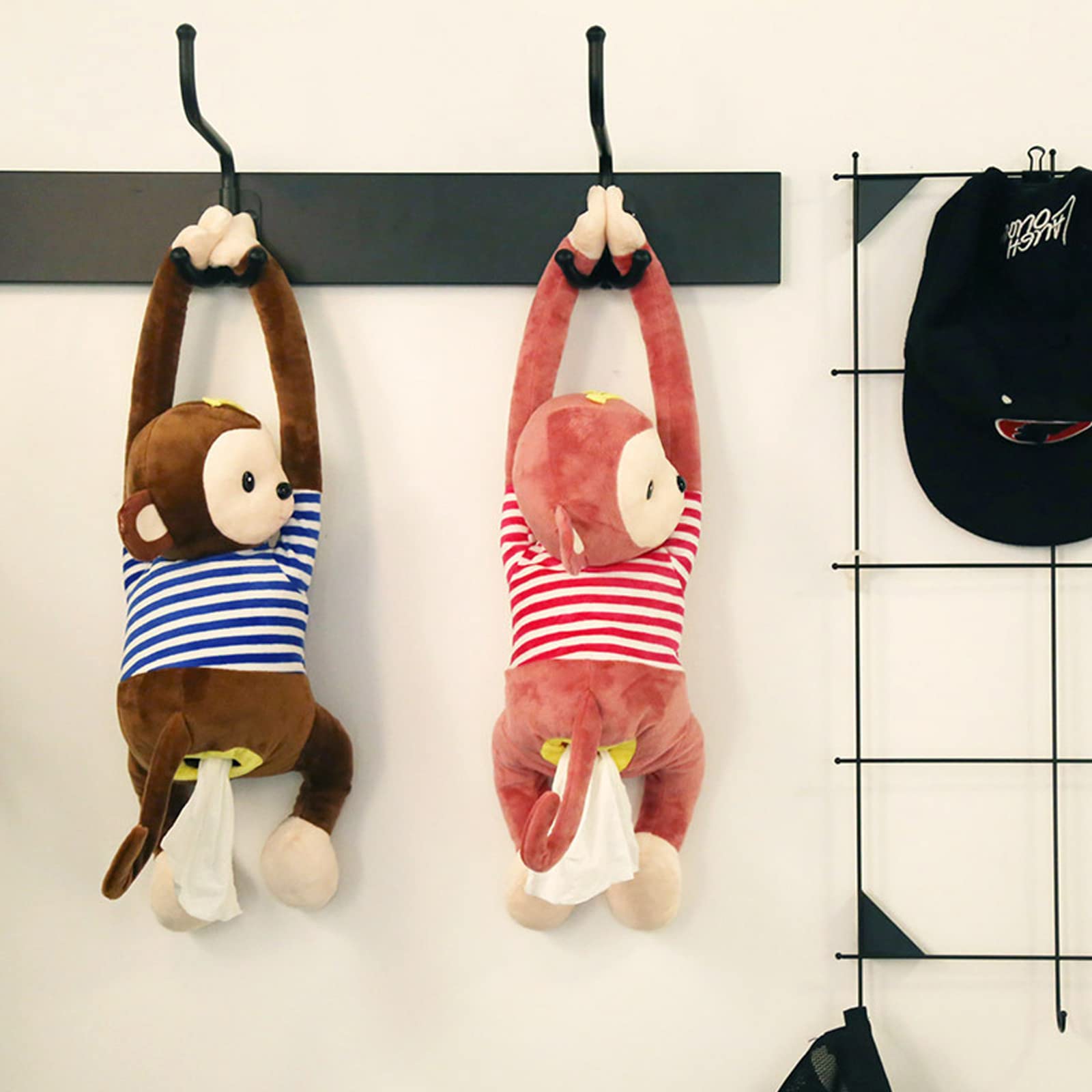 2pcs Creative Monkey Tissue Box Holder - Cute Hanging Car Tissue Dispenser for Home, Bathroom, Vanity, Bedroom & Nightstands - Blue | Perfect for Car Organizer & Home Decor