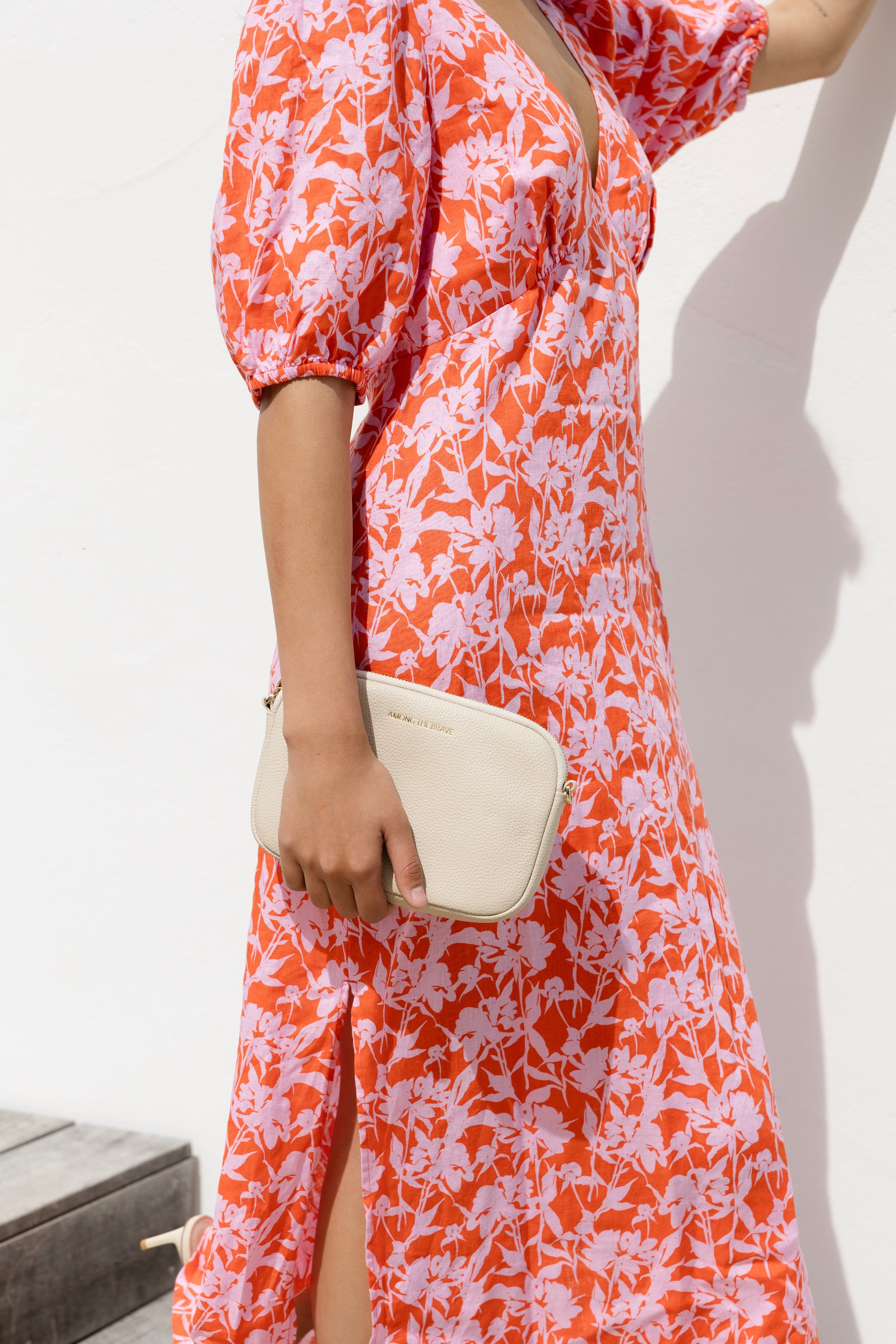 Amora Pink Floral Print Summer Sleeveless Bias Cut Midi Dress - Perfect for Beach Vacations, Garden Parties & Date Nights