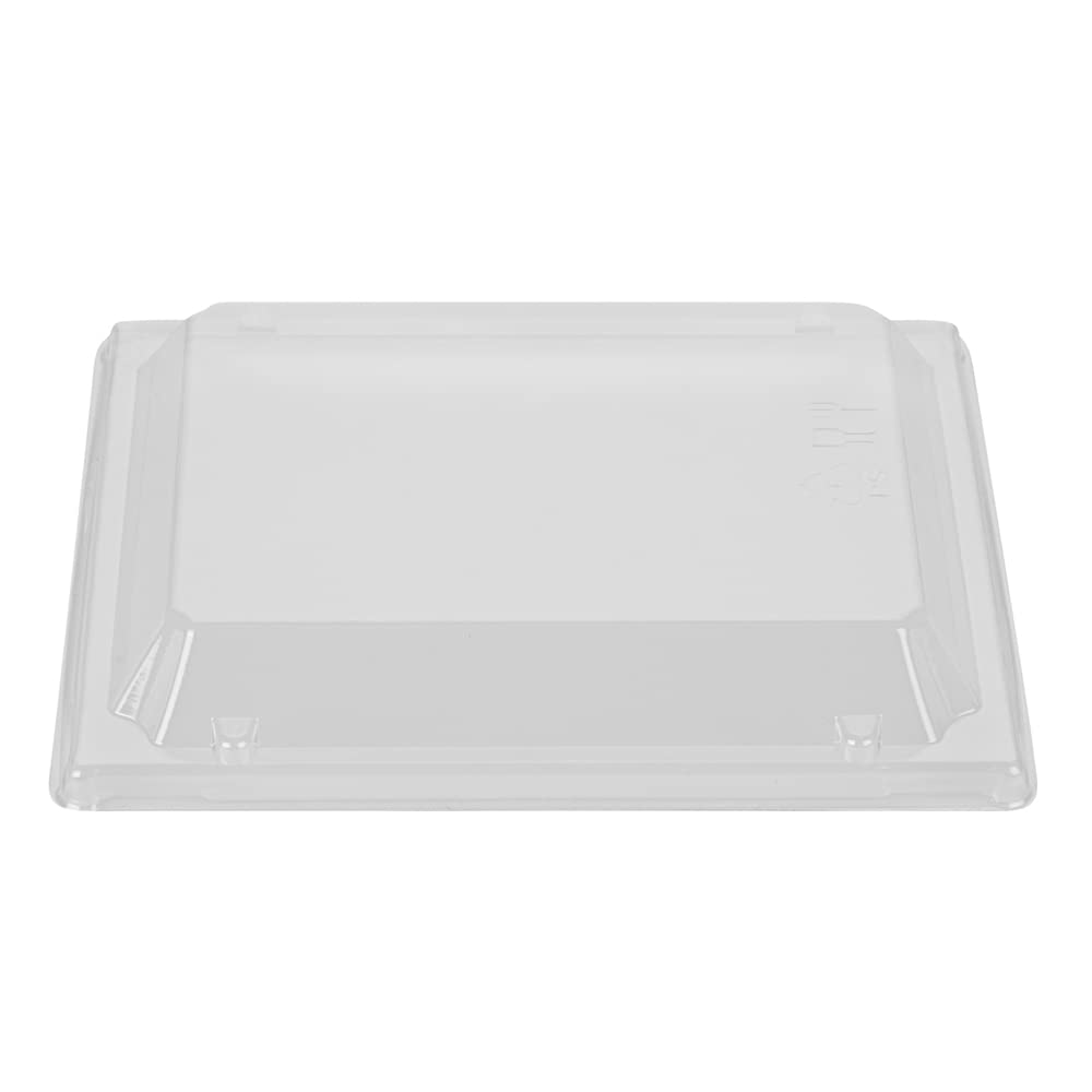 Restaurantware 100-Pack Clear Plastic Rectangle Lids 6.8 x 5.3 x 1.4 Inch - Fits 20oz Wooden Takeout Containers (Containers Sold Separately) | Perfect for Food Delivery, Catering & Meal Prep