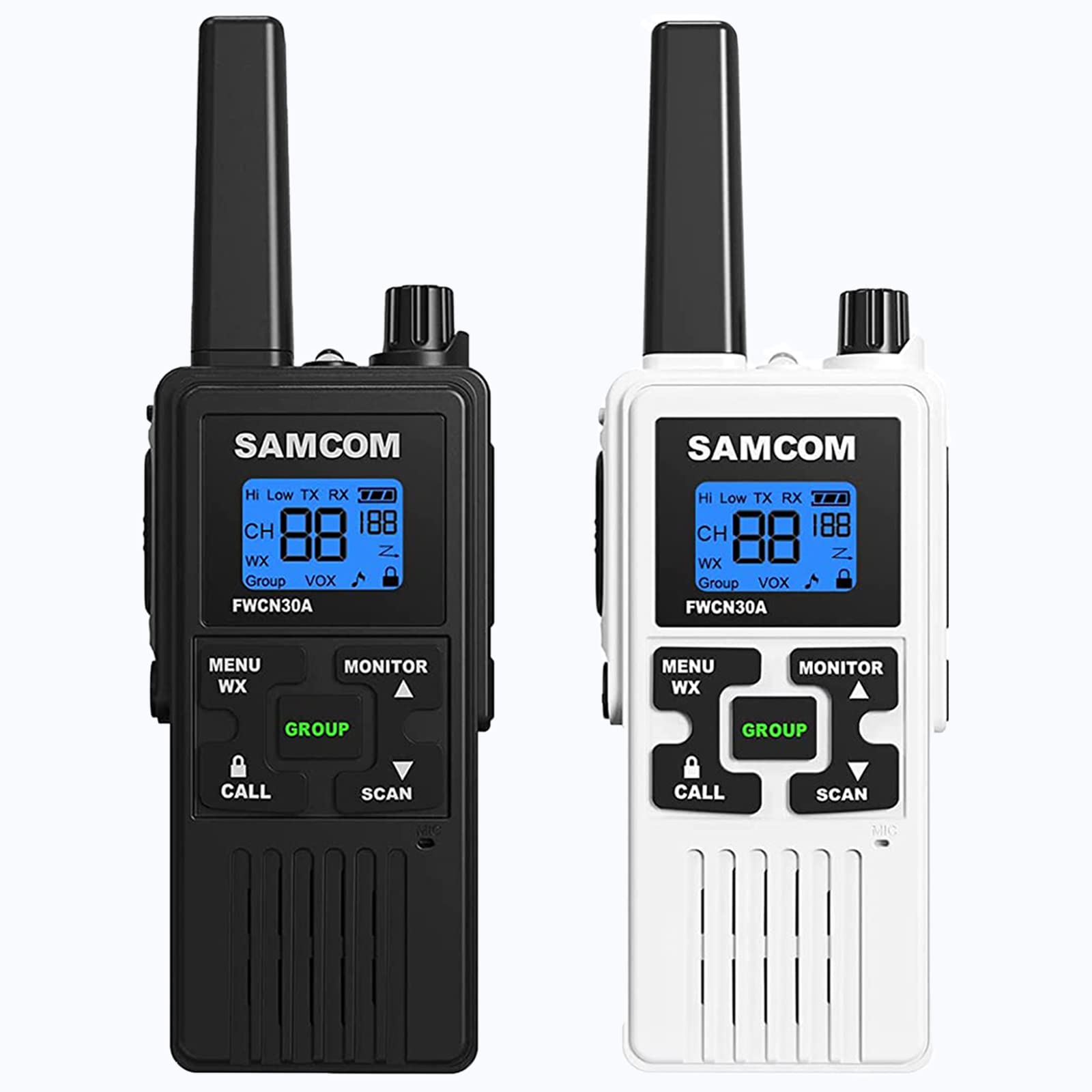 SAMCOM FRS Two-Way Radios Rechargeable Walkie Talkies for Adults - 22 Channel Long Range Walkie Talkies with VOX Hands Free, NOAA Weather Alert & Flashlight - Perfect for Camping, Hiking, Outdoor Adventures & Emergency Communication (2 Pack)