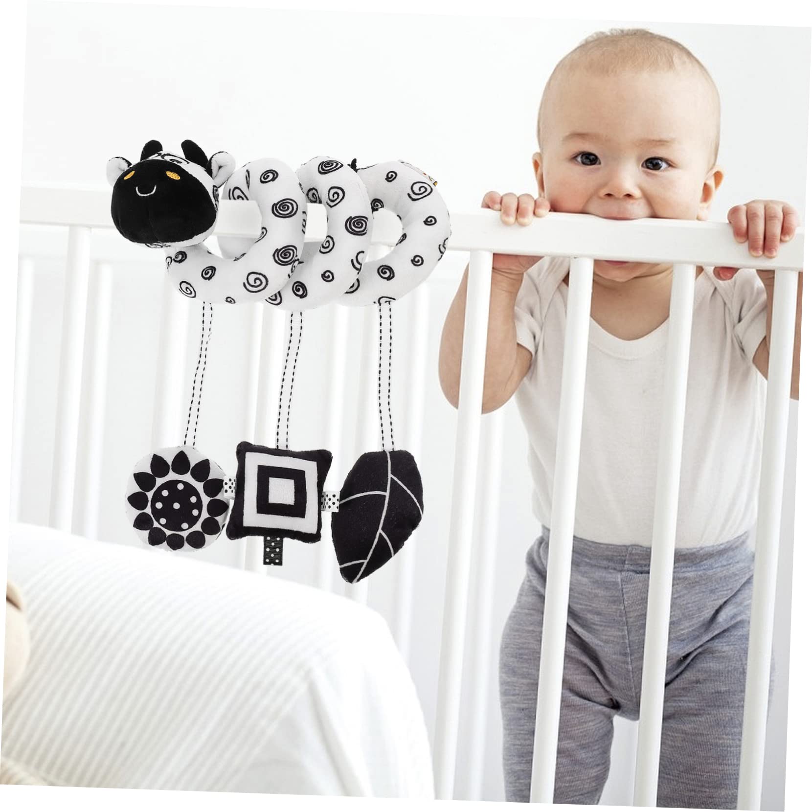 Vaguelly 3-Piece Soft Plush Spiral Hanging Toys for Baby Crib & Bed - Crystal Super Fleece Fabric - Crib Mobile Decor & Infant Sensory Play