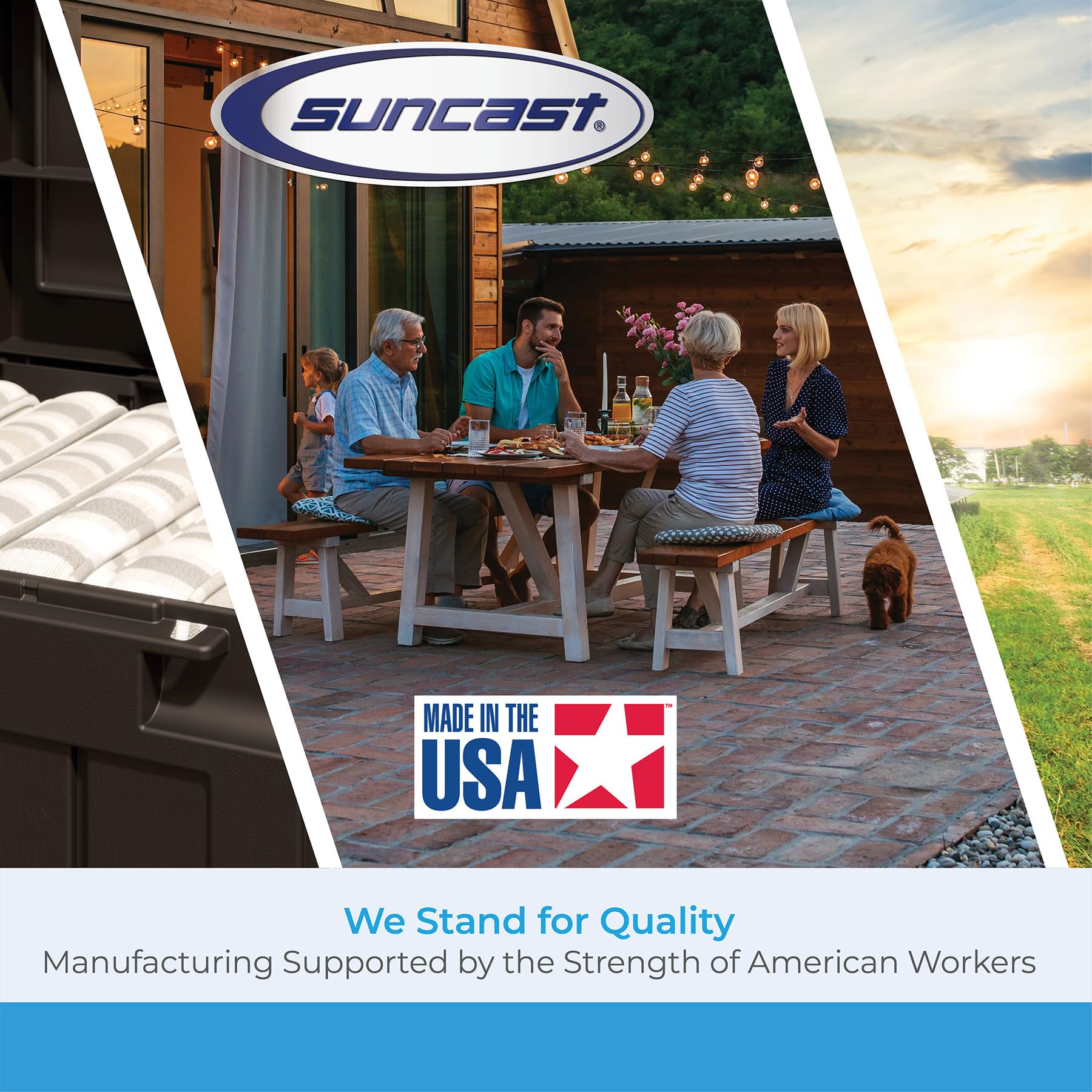 Suncast 23-Gallon Storage Wicker Love Seat - All-Weather Outdoor Furniture with Ergonomic Back Support for Patio, Deck & Garden - Perfect for Couples Relaxing in Backyard or Poolside