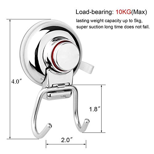 KK5 Stainless Steel Vacuum Suction Cup Hooks - Heavy Duty Shower Towel Hanger, Bathrobe & Loofah Holder for Bathroom & Kitchen - Perfect for Organizing Small Spaces, Hanging Wet Towels & Bath Accessories