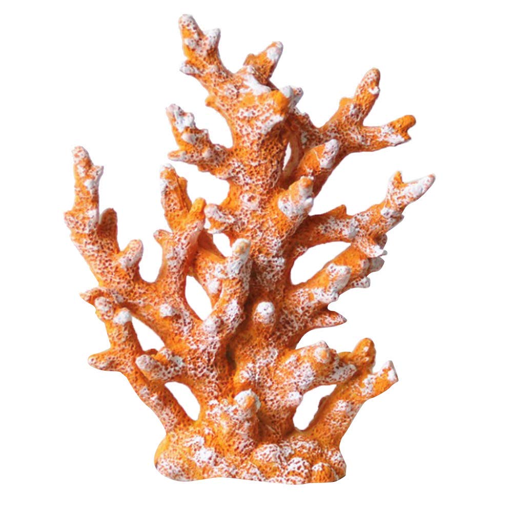 Artificial Coral Ornament - Underwater Sea Plants Decor for Aquarium, Fish Tank, Craft Resin Coral Reef Decorations (Yellow) - Perfect for Saltwater & Freshwater Tanks, Home & Office Aquascaping