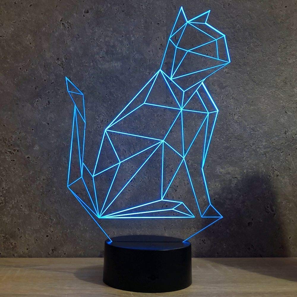 3D Cat LED Night Light with 7 Color Changing Modes, Touch Control Desk Lamp for Kids Room, Christmas Decor, Birthday Gift - Perfect for Bedroom, Nursery, Home Office, and Party Ambiance