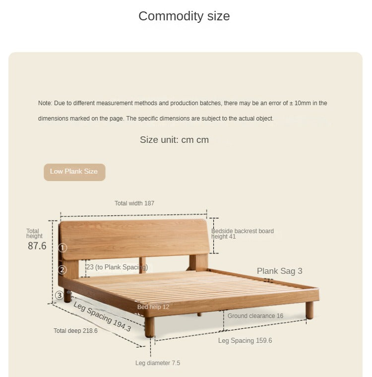 Solid Oak Wood Platform Bed with Bookshelf Headboard - Modern Bedroom Furniture for Small Spaces & Cozy Reading Nook