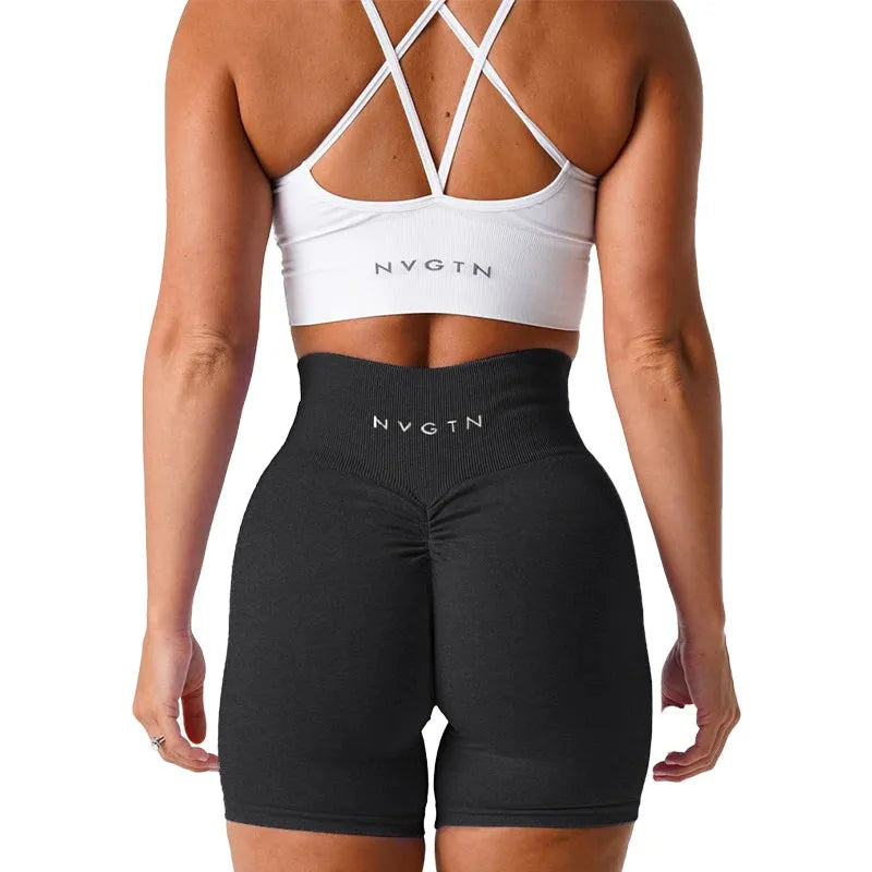 NVGTN Scrunch Seamless High Waisted Yoga Shorts for Women - Contour Biker Workout Shorts | Perfect for Gym, Running & Lounge Wear