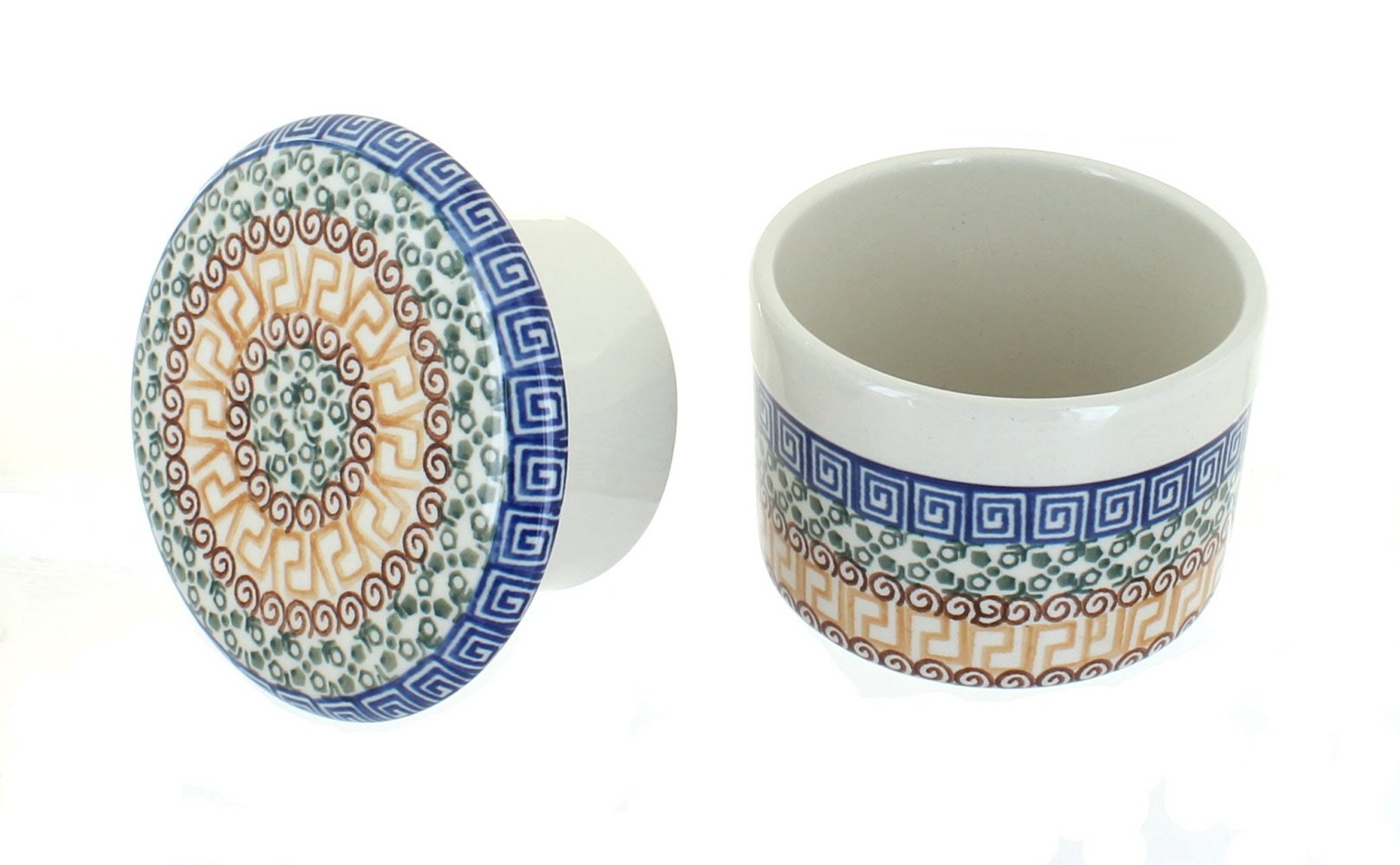 Blue Rose Polish Pottery Athena French Butter Dish - Elegant Ceramic Butter Keeper with Lid for Dining Table, Kitchen Decor & Gift Idea