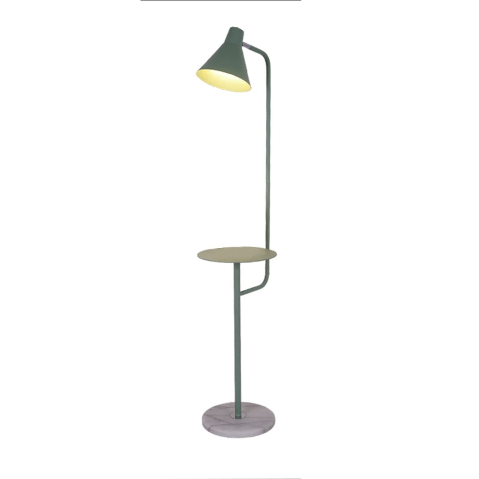 Modern Minimalist Floor Lamp with Touch Control & Shelves - Dimmable Standing Lamp for Living Room, Bedroom, Office - Circle Base Design in Green - Perfect for Reading, Relaxing & Home Decor