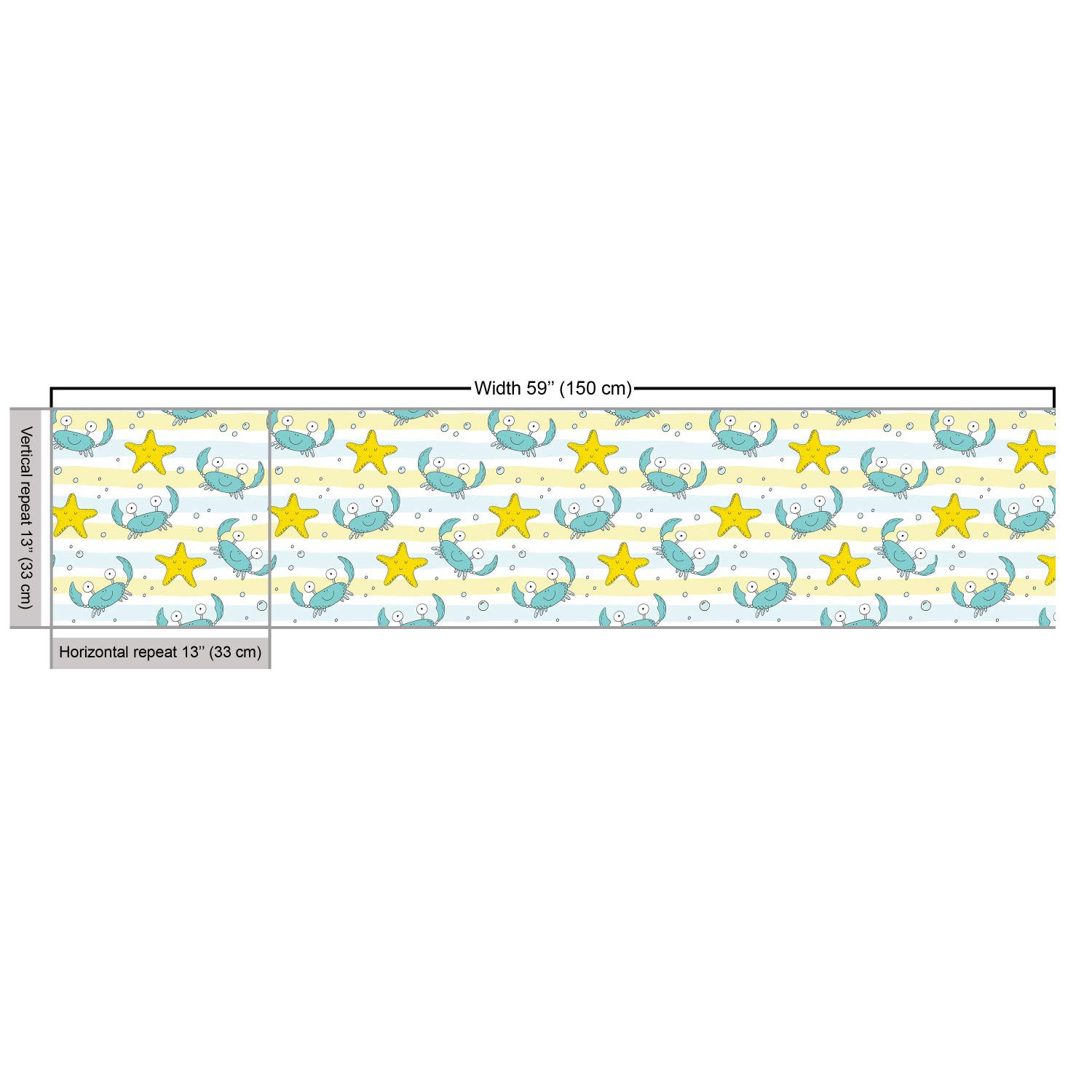 Ambesonne Marine Fabric by The Yard - Ocean Theme with Crabs, Starfish, Bubbles & Lines - Decorative Upholstery Fabric for Sofa, Curtains & Home Decor - 10 Yards Yellow Seafoam - Perfect for Coastal Living Rooms, Beach House Decor & Nautical Themed Bedrooms