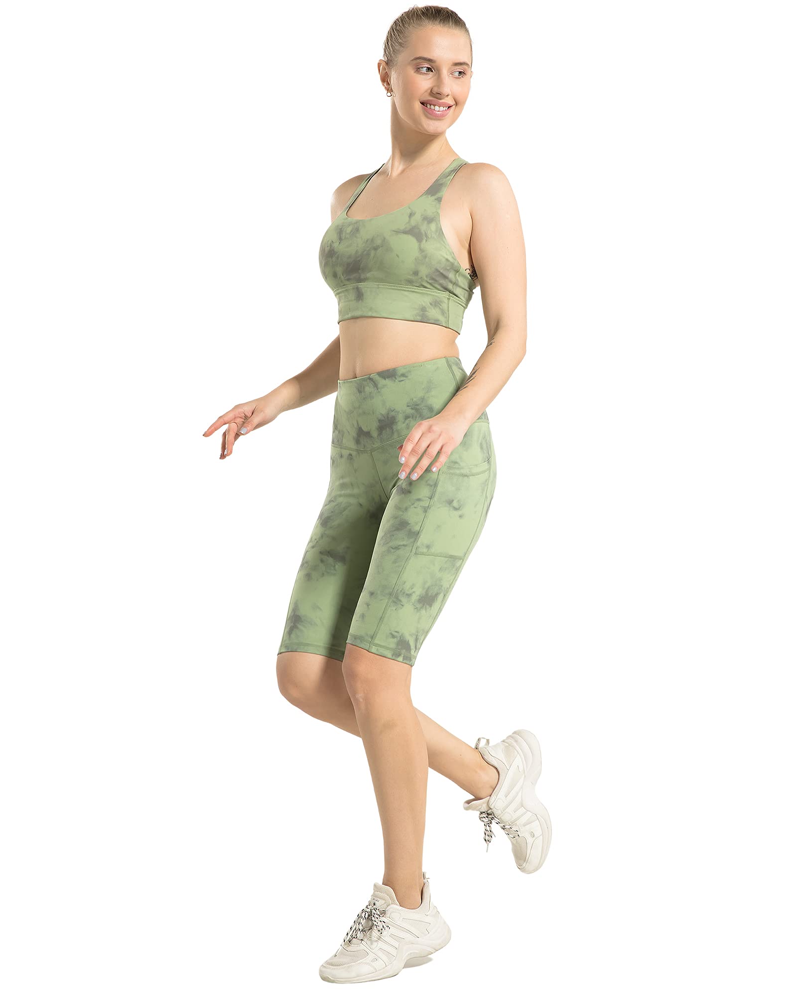WHOUARE Women's High Waisted Yoga Shorts with Pockets - 4 Pack Workout Shorts for Running, Gym & Biking - Tummy Control Athletic Shorts for Women | Perfect for Yoga, Cycling & Active Lifestyle