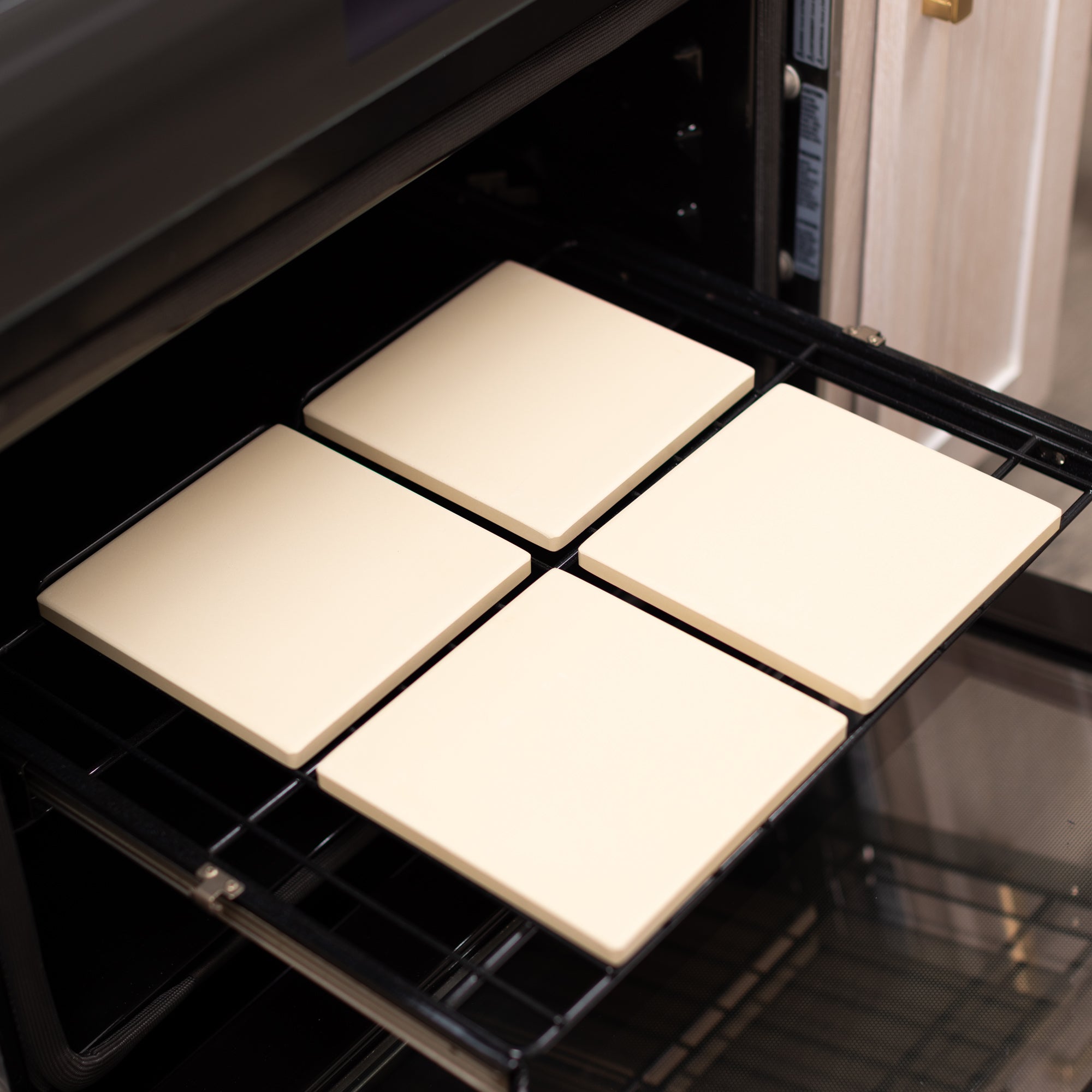 Premium Cordierite Square Pizza Stone Set - 4-Piece 7.5x7.5 Inch Baking Stones for Perfect Homemade Pizza, Bread & Desserts | Oven, Grill & Outdoor Cooking Essential
