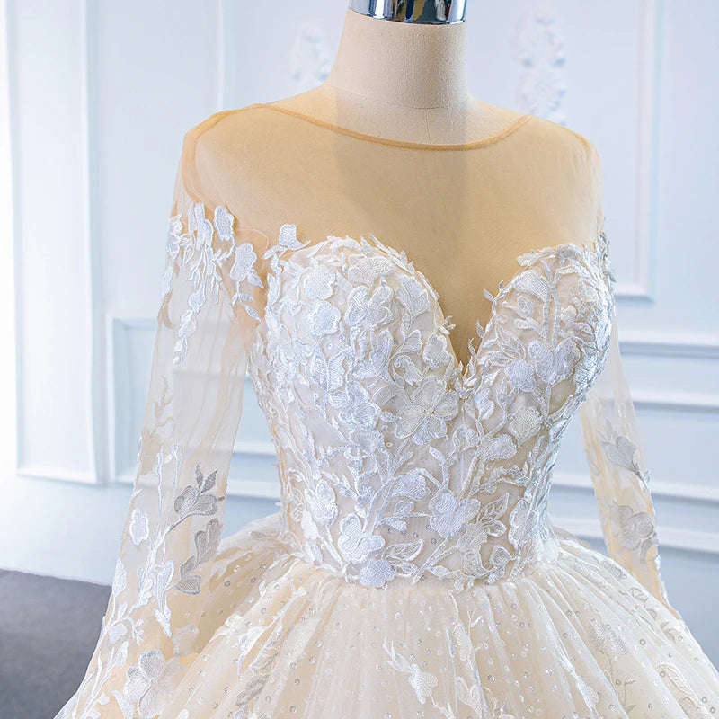 Elegant Long Sleeve Backless Lace-up Cocktail Dress with Transparent Applique & Frill Skirt - Perfect for Evening Parties, Weddings & Special Occasions
