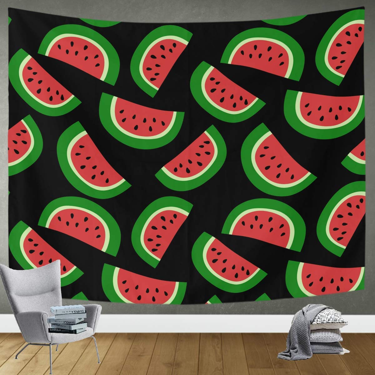 DOMIKING Watermelon Fruit Tapestry Wall Hanging - 90x60in Trippy Wall Art Decor for Bedroom, Living Room & Office | Boho Home Decor, Dorm Room Aesthetic, Hippie Room Design