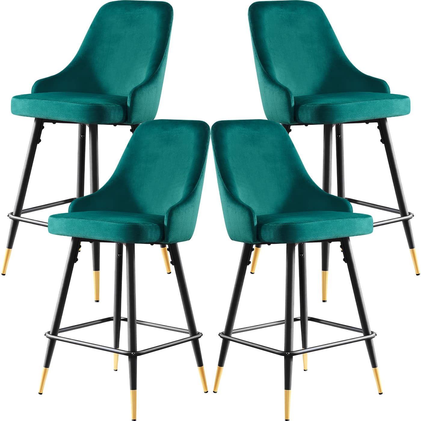 4 Pack Velvet Bar Stools with Back & Footrest - 25.5