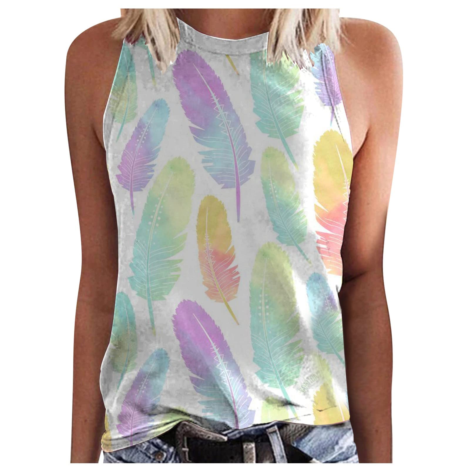Women's Floral Print Tank Tops - Slim Fit Sleeveless Tunic Blouse with Round Neck | Casual Summer Tops for Beach, Yoga & Everyday Wear