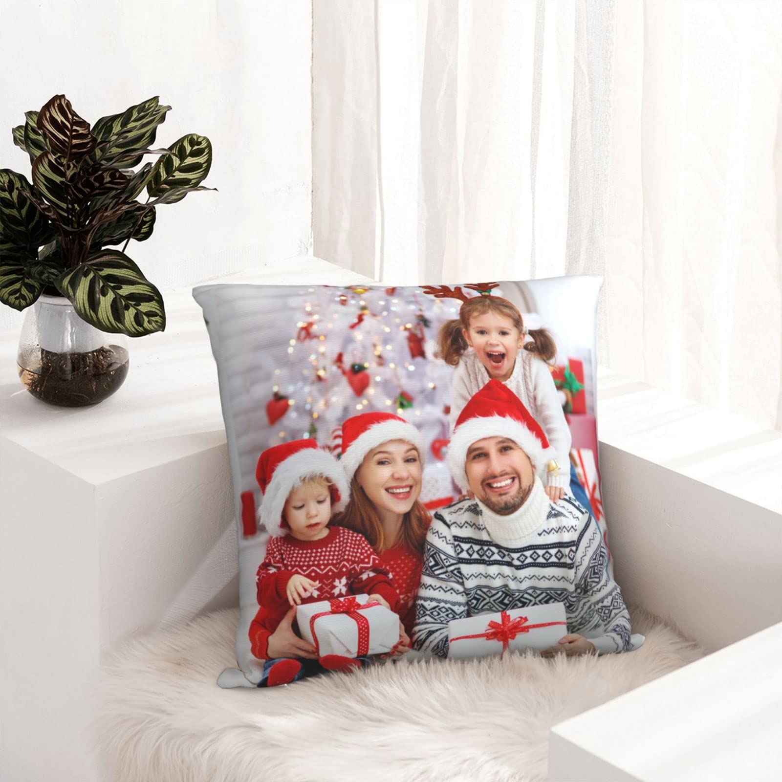 Custom Photo Throw Pillow Covers - Personalized Text & Image Square Pillow Cases for Sofa, Couch, Bed & Chair - Farmhouse Decor Cushion Covers in Multiple Standard Sizes - Perfect for Home Decor, Living Room Accents & Cozy Gift Ideas