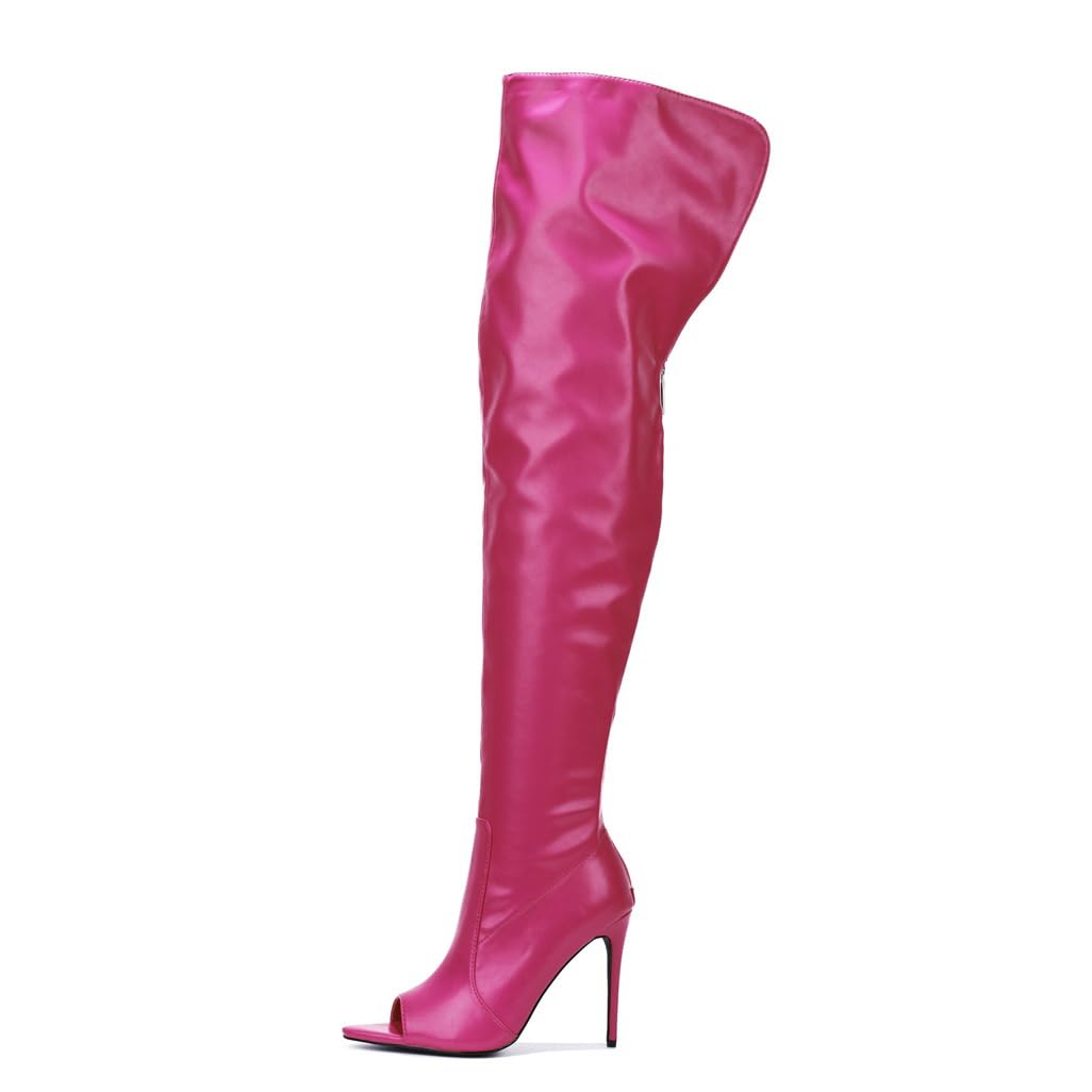 Cape Robbin Women's Toxic Faux Snake Thigh High Over The Knee Boots - Peep Toe Stiletto Heel Fashion Dress Boots for Party, Night Out & Evening Wear