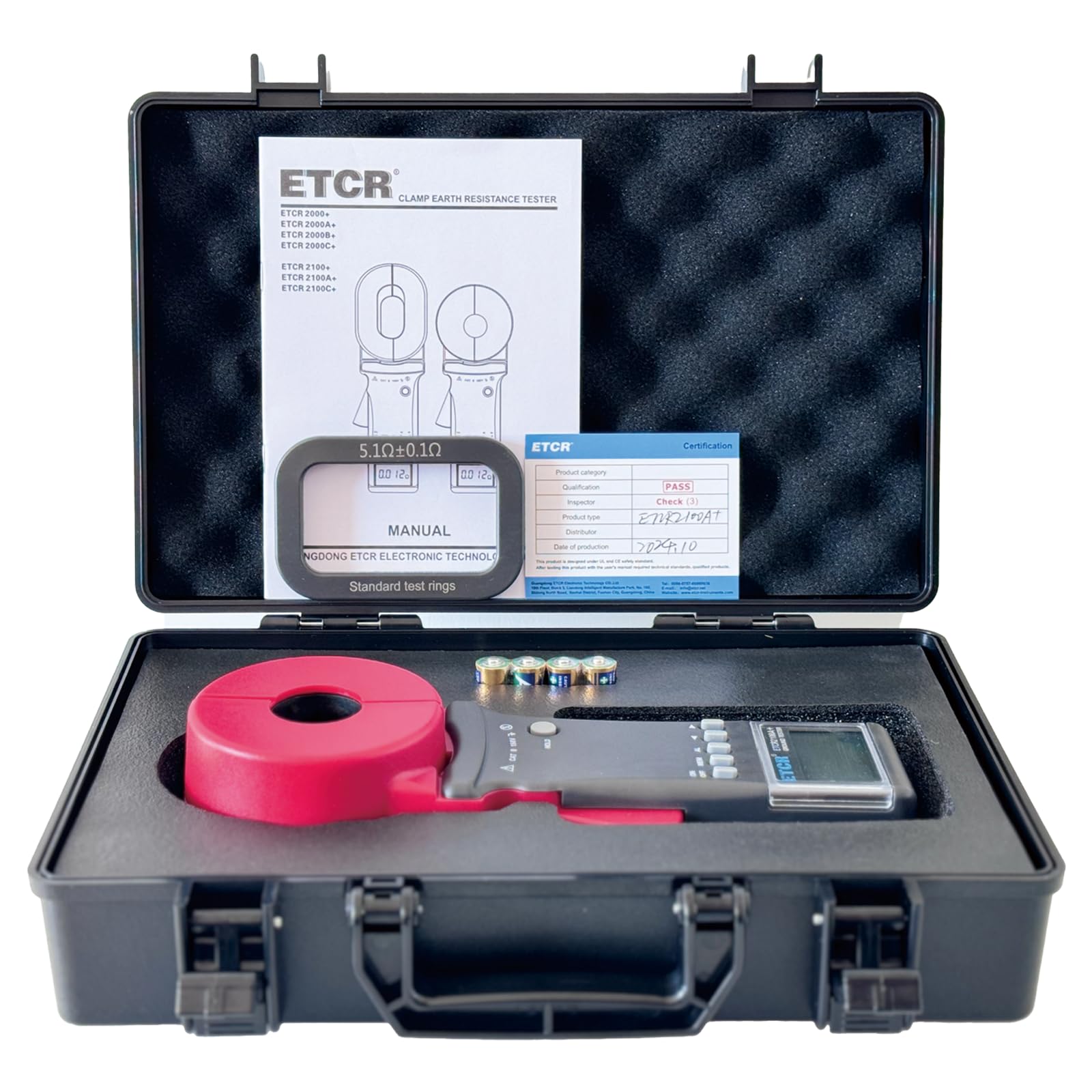ETCR2100A+ Digital Clamp Ground Resistance Tester - 0.010Ω to 200Ω Range, Double Insulation Protection - Perfect for Electrical Maintenance, Solar Panel Installation & Industrial Safety Testing