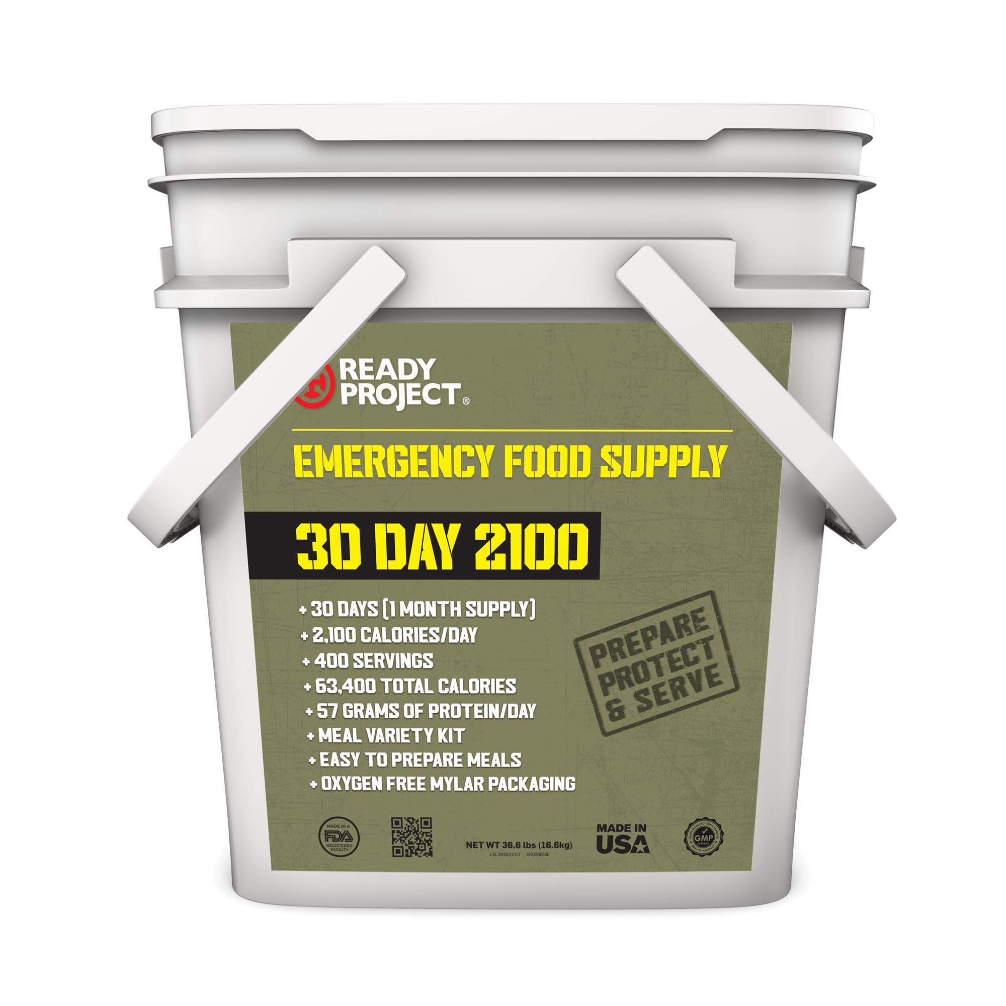 Ready Project® 30-Day 2100 Calorie Emergency Food Supply (400 Servings) - Perfect for Camping, Survival Kits & Natural Disasters Preparedness