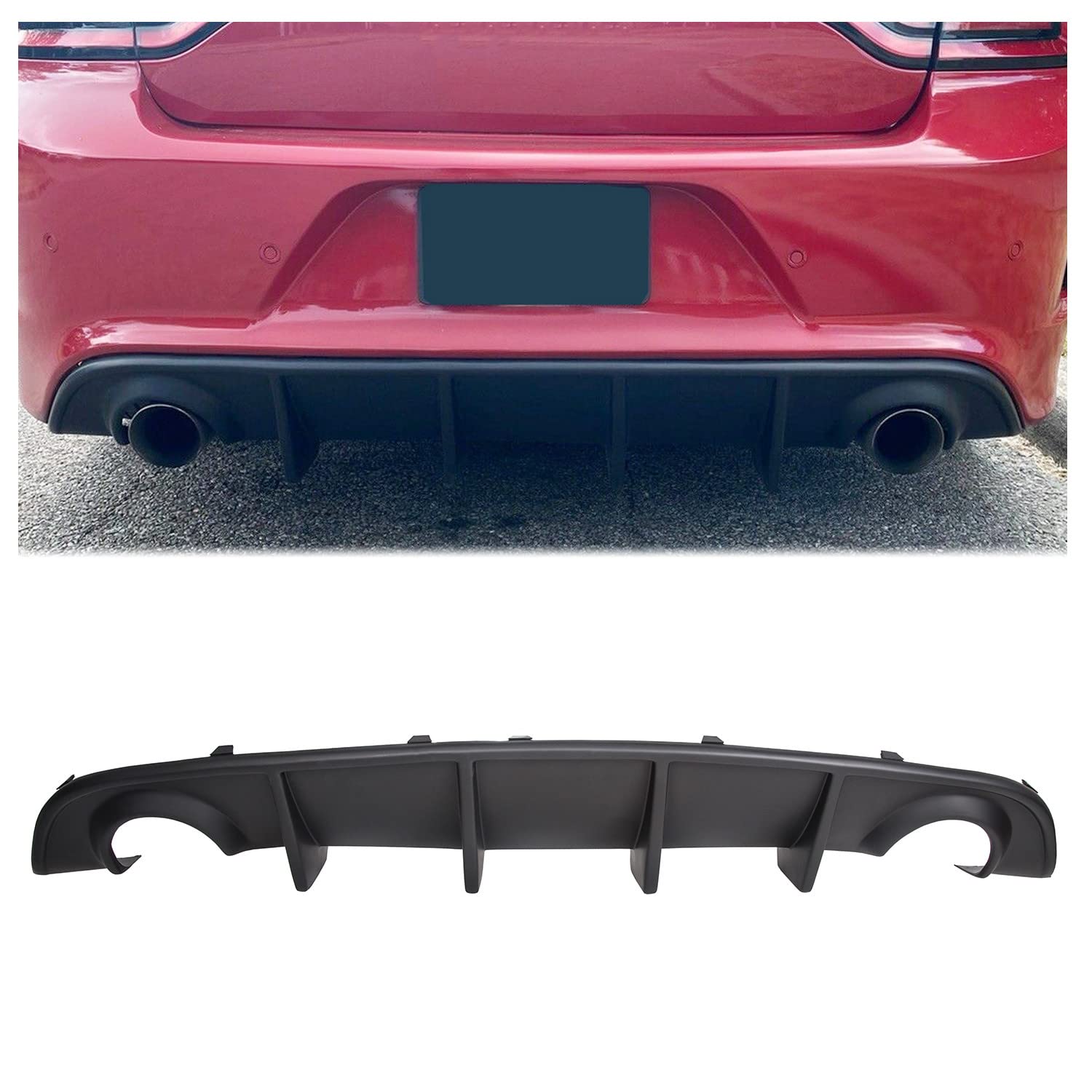 ECOTRIC Rear Lip Bumper Diffuser for 2015-2023 Dodge Charger Scat Pack SRT Daytona - ABS Splitter Spoiler Valance Chin Diffuser Body Kit - Upgrade Your Ride's Style & Aerodynamics