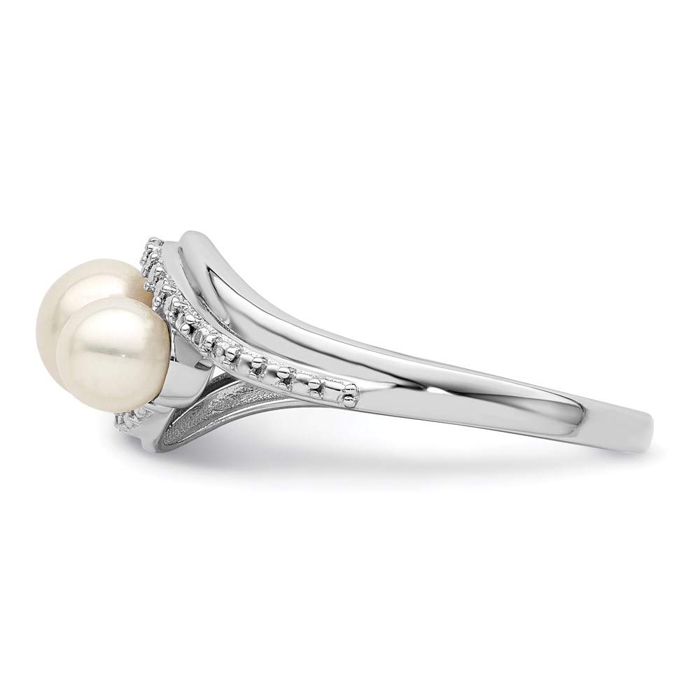925 Sterling Silver Diamond & Freshwater Pearl Ring for Women - Elegant Fine Jewelry Gift for Her - Perfect for Anniversaries, Weddings & Special Occasions