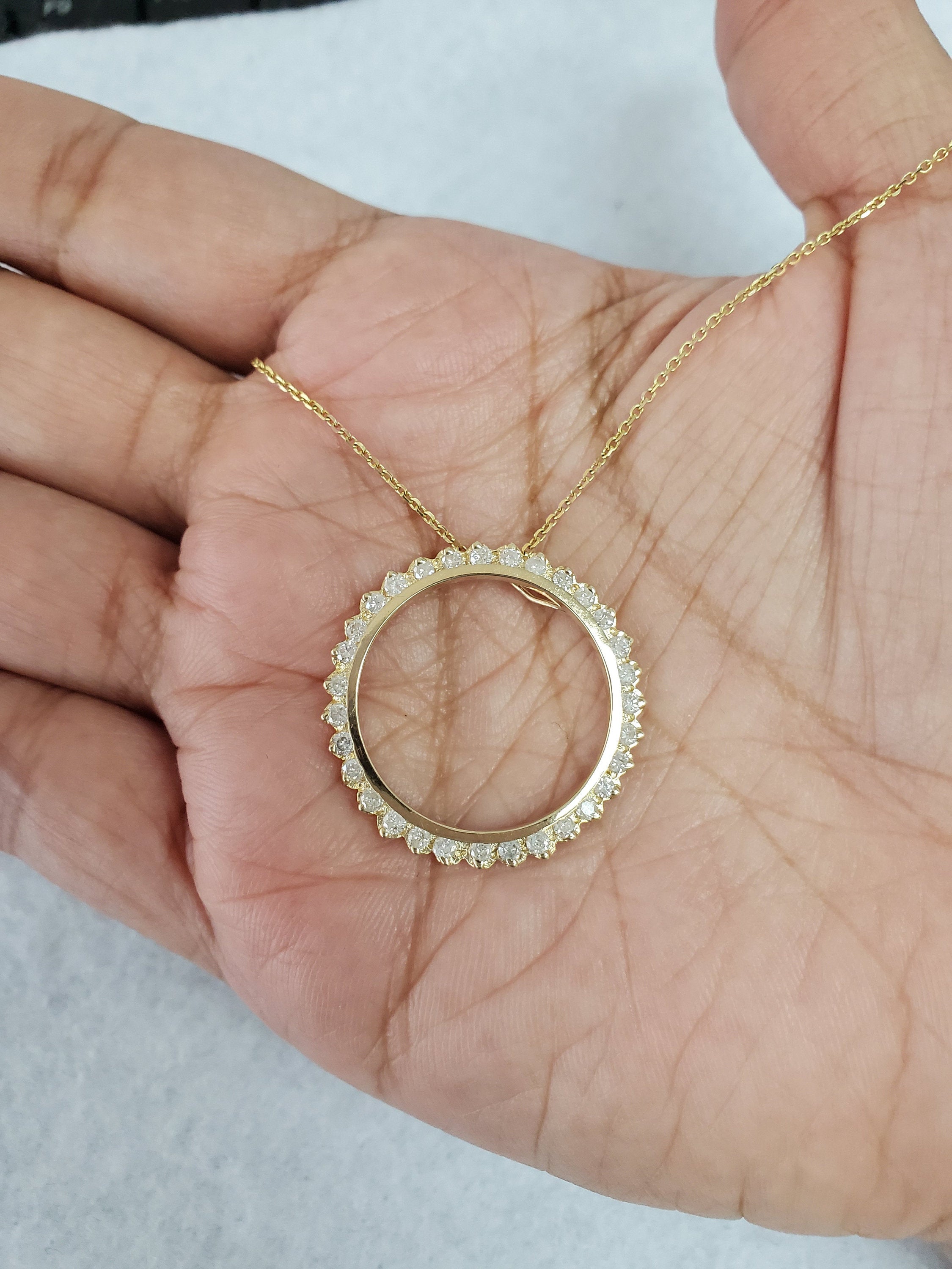 1 Carat Circle of Life Diamond Pendant Necklace in 14K Yellow Gold - Elegant Gift for Anniversary, Valentine's Day & Special Occasions