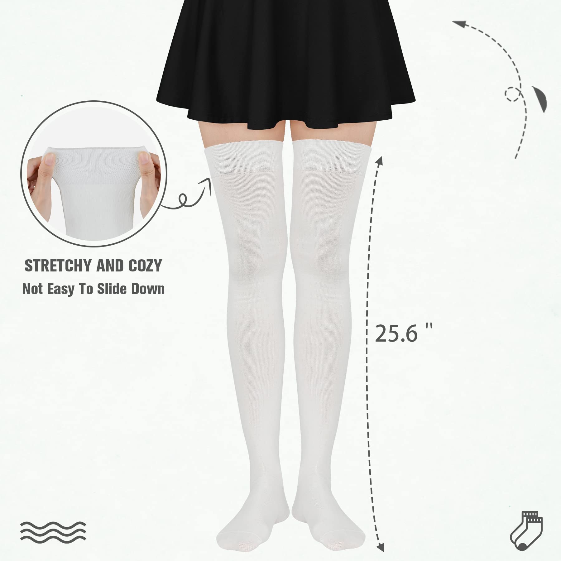 Zando Women's Cotton Thigh High Socks - Knee High Stockings for Daily Wear & Outfits