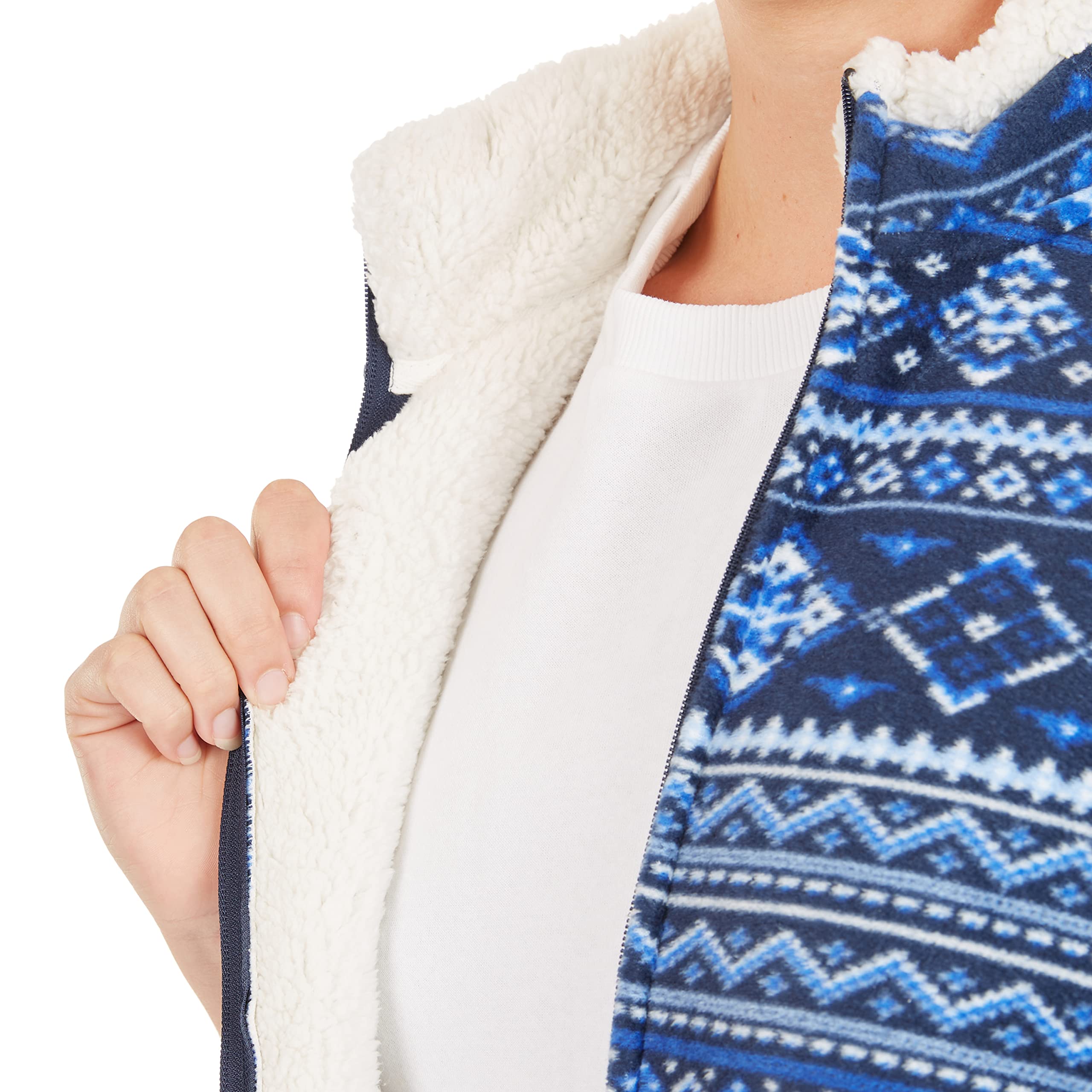 Smith's American Women's Butter-Sherpa Lined Printed Fleece Zip Front Vest - Cozy Winter Outerwear for Hiking, Camping & Casual Wear