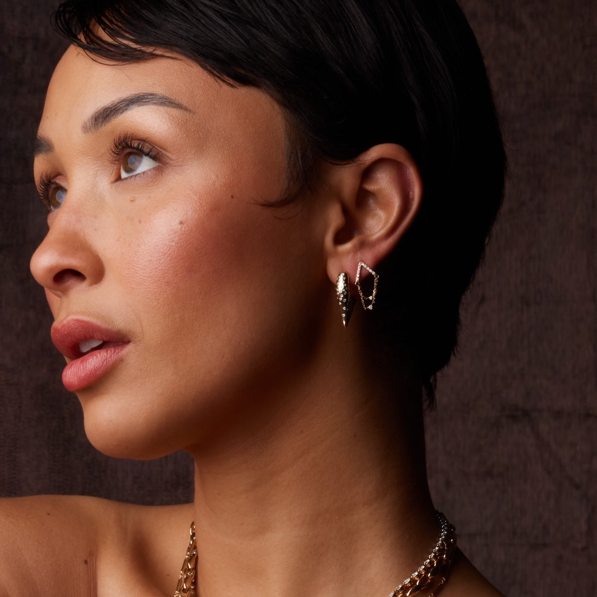 Diamond Studded Pointed Hoop Earrings for Women - Elegant & Trendy Jewelry for Parties, Weddings & Special Occasions