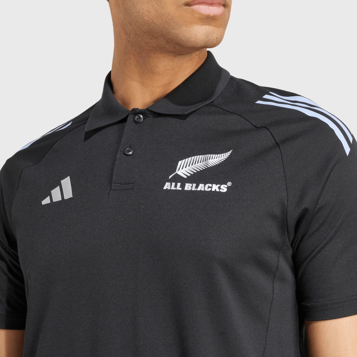 Adidas All Blacks Rugby Polo Shirt for Men - Black & Blue Spark Performance Jersey - Perfect for Rugby Matches, Training & Casual Wear