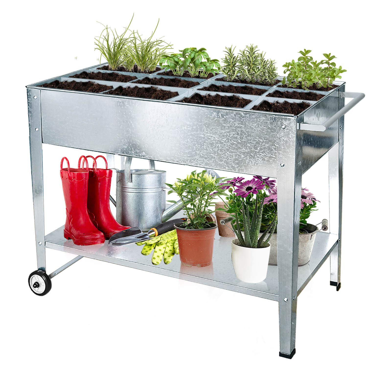 Galvanized Raised Garden Bed with Legs - Portable Elevated Planter for Outdoor, Balcony & Deck Gardening