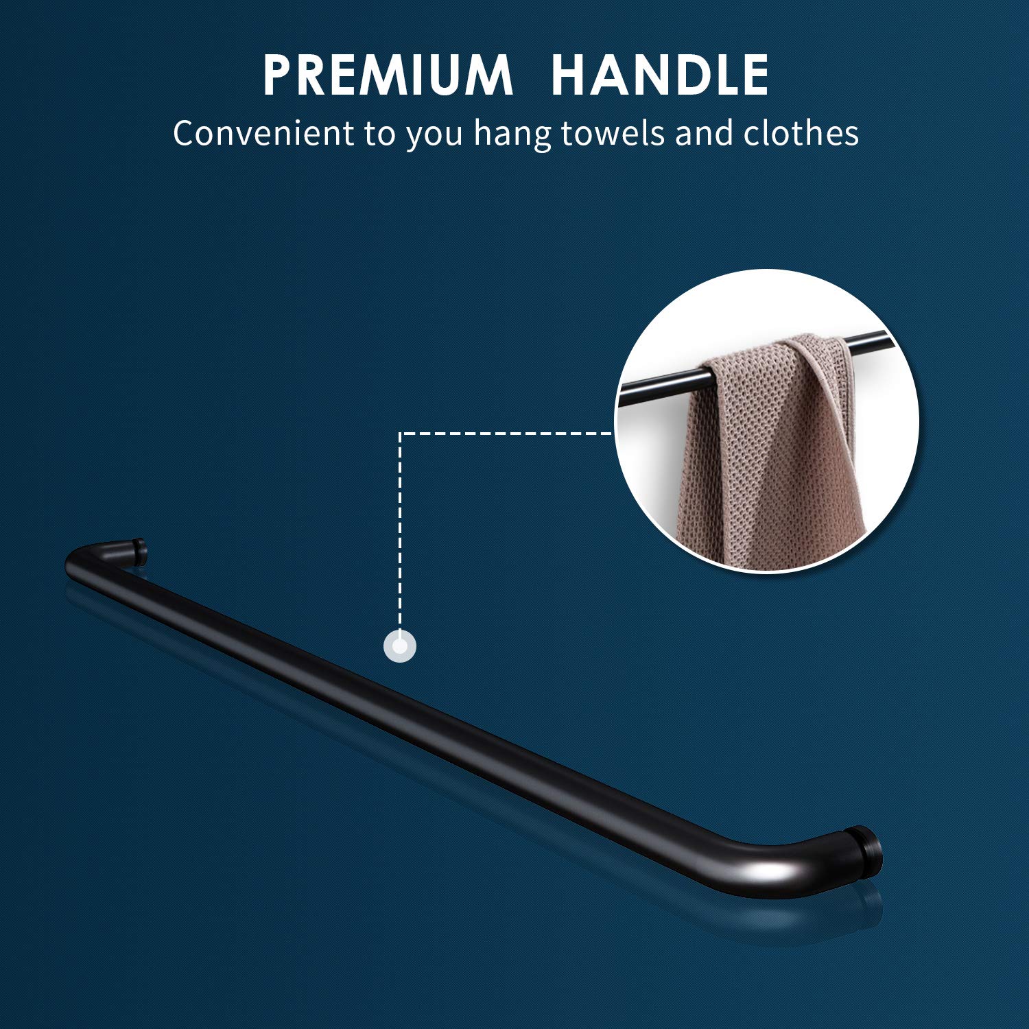 Frameless Double Sliding Shower Glass Door - 1/4 Inch Clear Glass Panel with Stainless Steel Hardware, Black Finish (46.5-48