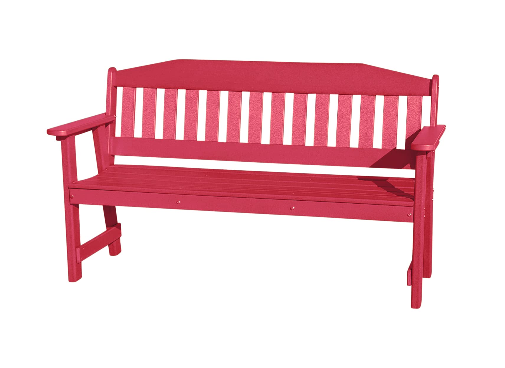 Phat Tommy Outdoor Garden Bench - Durable Poly Lumber Furniture, Weatherproof & Eco-Friendly Recycled Bench with Back Support in Cranberry Red - Perfect for Patio, Deck, Garden, and Backyard Relaxation